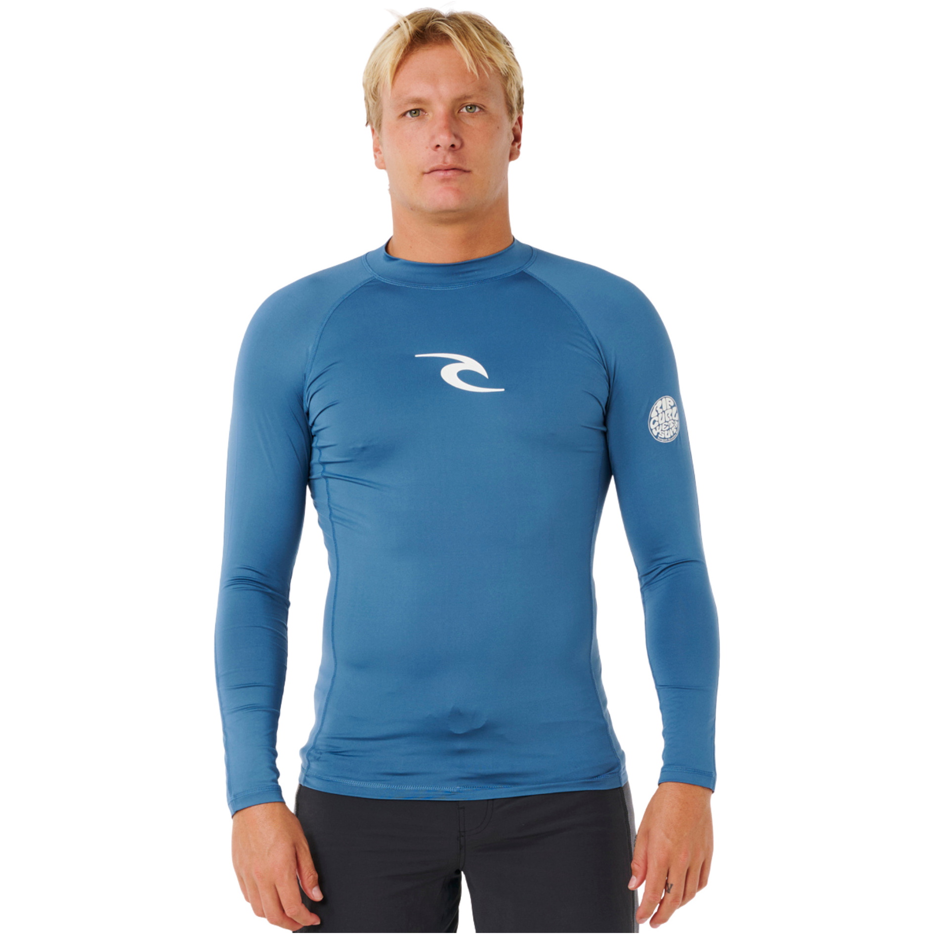 2026 Rip Curl Männer Waves UPF Performance Langarm-Lycra-Weste 16FMRV - Bluefin